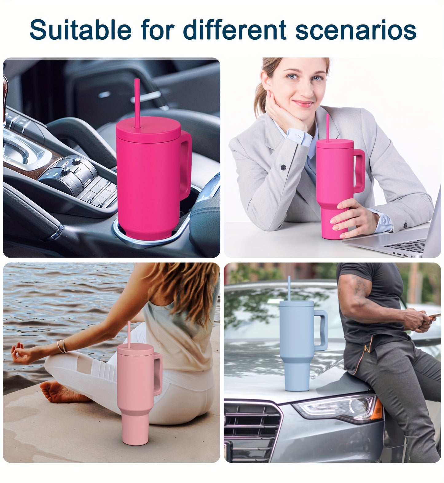 40 oz isoleret vandflaske med håndtag og halmåg