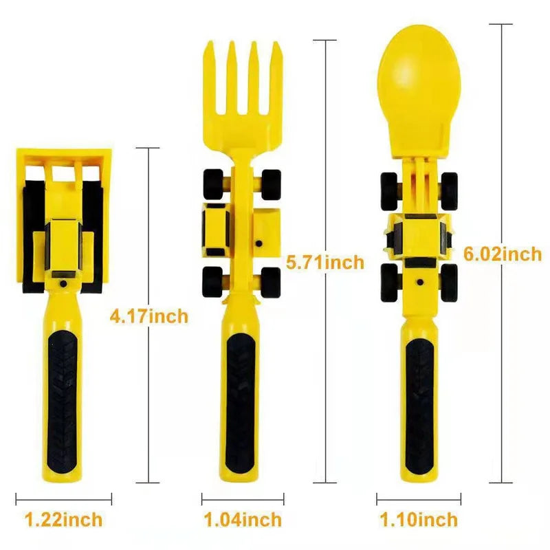 Excavator Fork and Spoon Set for Kids Mealtime Fun