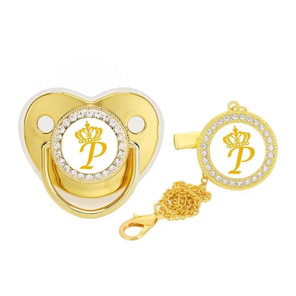 Luxury Gold Bling Baby Pacifier with Rhinestones - BPA Free