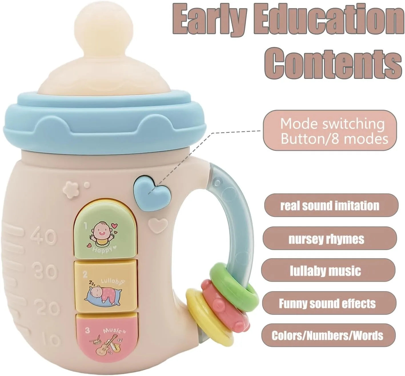 Musikalsk beroligende flaskelegetøj til babyer 18 måneder+