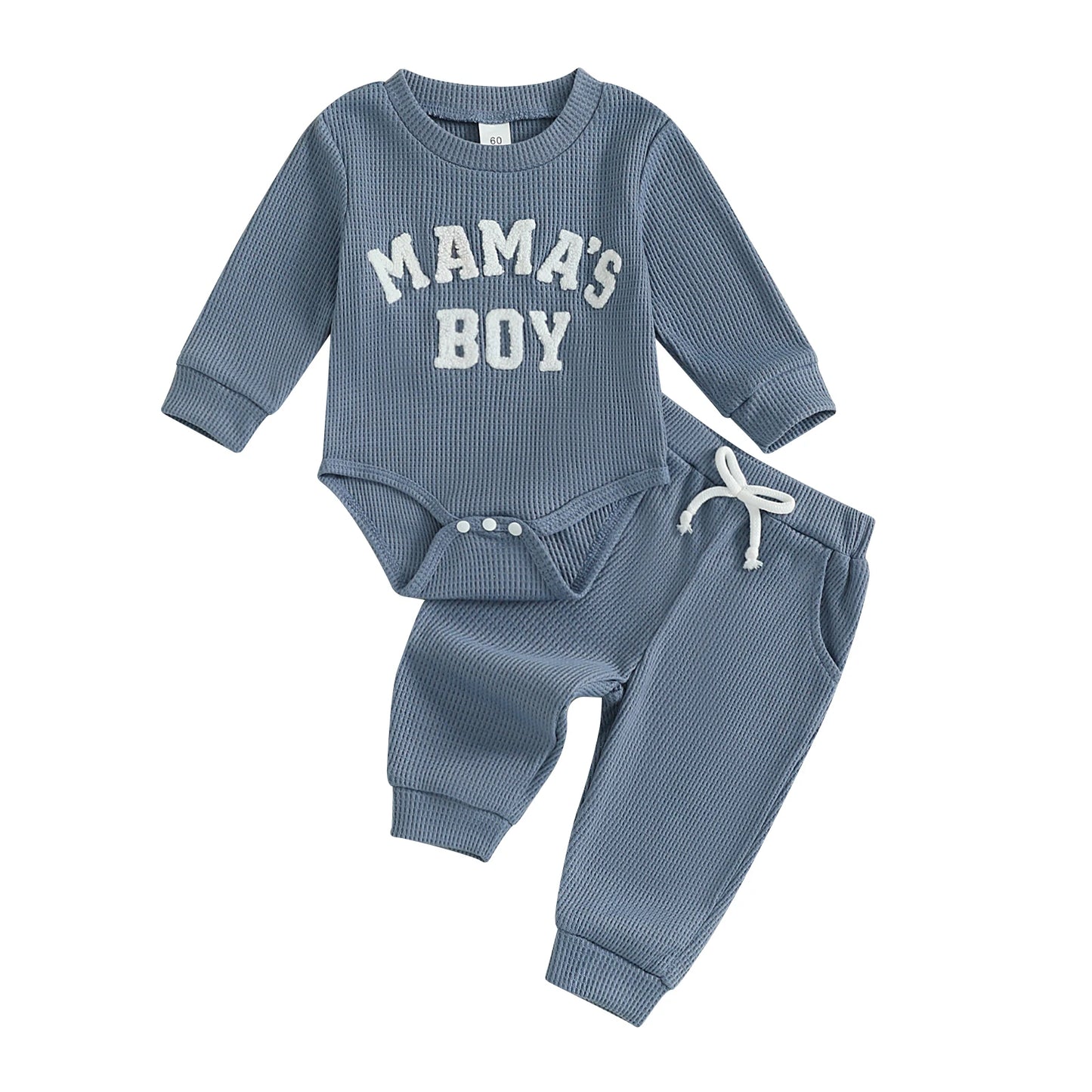 Baby Boy Embroidered Long Sleeve Romper and Pants Set