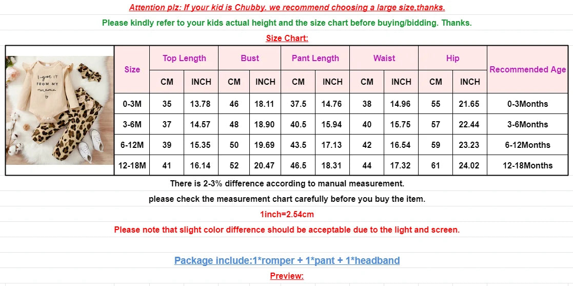 Nyfødt pigetøjsæt med leopardprintede bukser og pandebånd