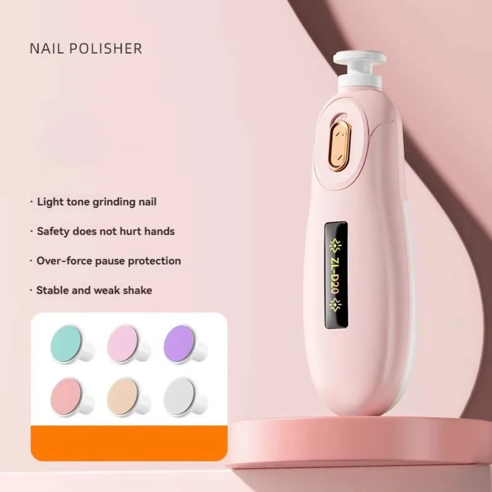 Elektrisk nageltrimmer med 6 sliphuvuden för spädbarn