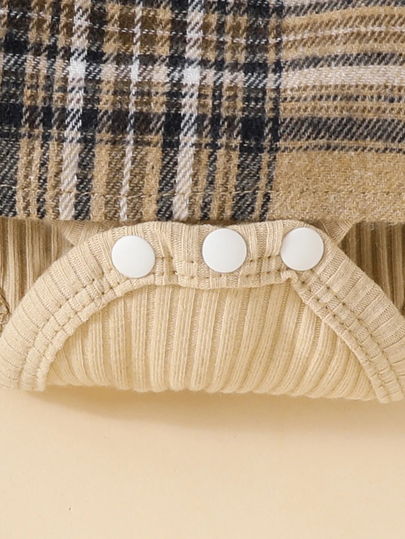 Rutete langermet jumpsuit med sløyfe for babyjenter 0-18M