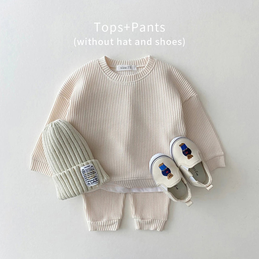 Toddler Boys' Waffle Cotton Sweatshirt and Pants Set