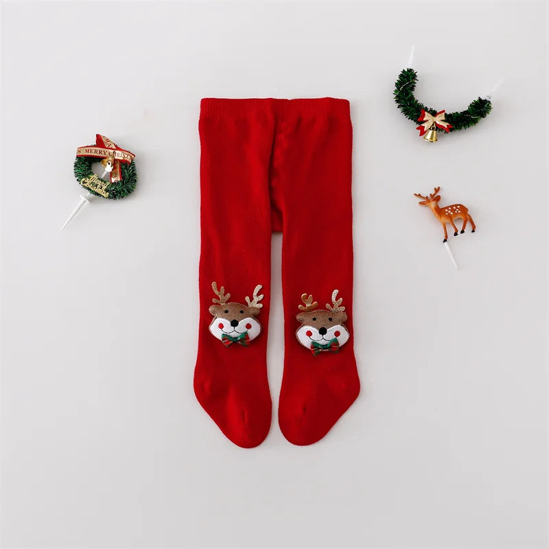 Red Cotton Christmas Tights for Infants and Toddlers