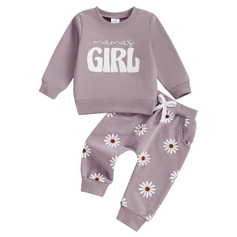 Baby Girl 2PCS Outfit Set - Long Sleeve Sweatshirt & Pants