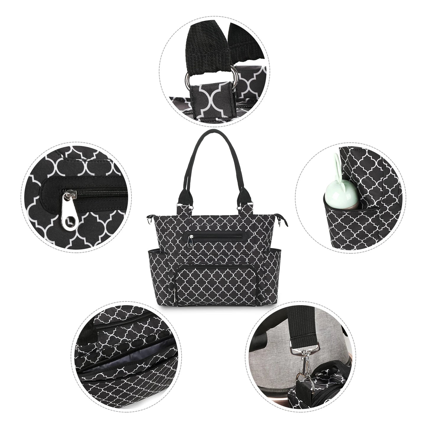 7-teiliges Wickeltaschen-Set mit Wickelunterlage für Reisebabys