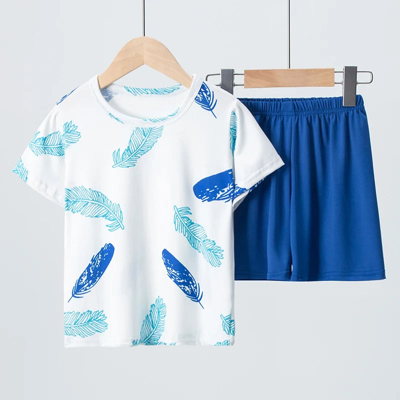 Kids' Summer Short Sleeve Shirt and Shorts Set for Play