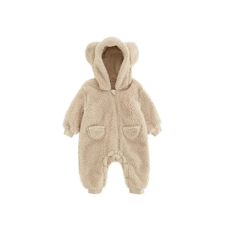 Hooded Fleece Cotton Jumpsuit for Infants 0-18M