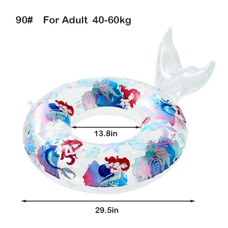 Mermaid ryglæn poolmadras til voksne og teenagere