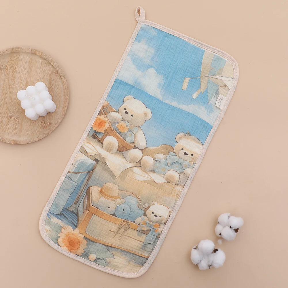 6-Layer Cotton Muslin Baby Burp Cloths & Face Towels