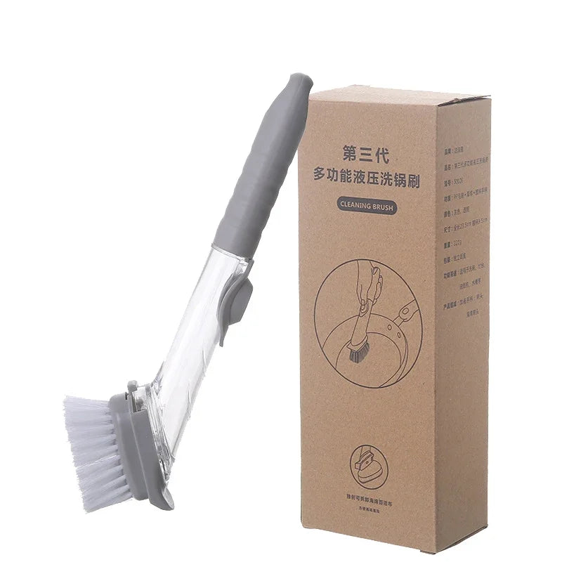 Kitchen Cleaning Brush with Soap Dispenser and Long Handle
