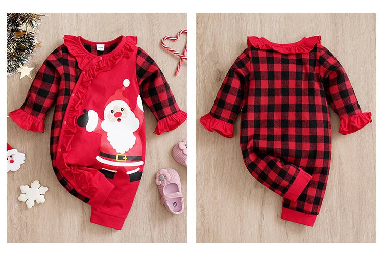 Julemandsprint babyjumpsuit til nyfødte og småbørn