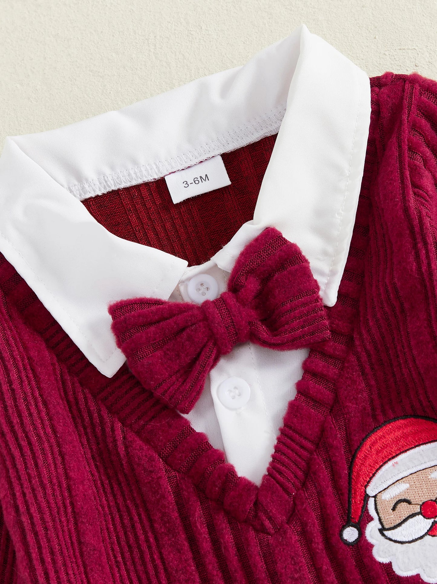 Baby Boy Christmas Ribbed Romper with Santa Design