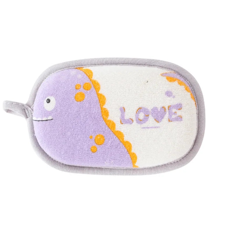 Cartoon Baby Bath Sponge and Scrubbing Towel for Newborns