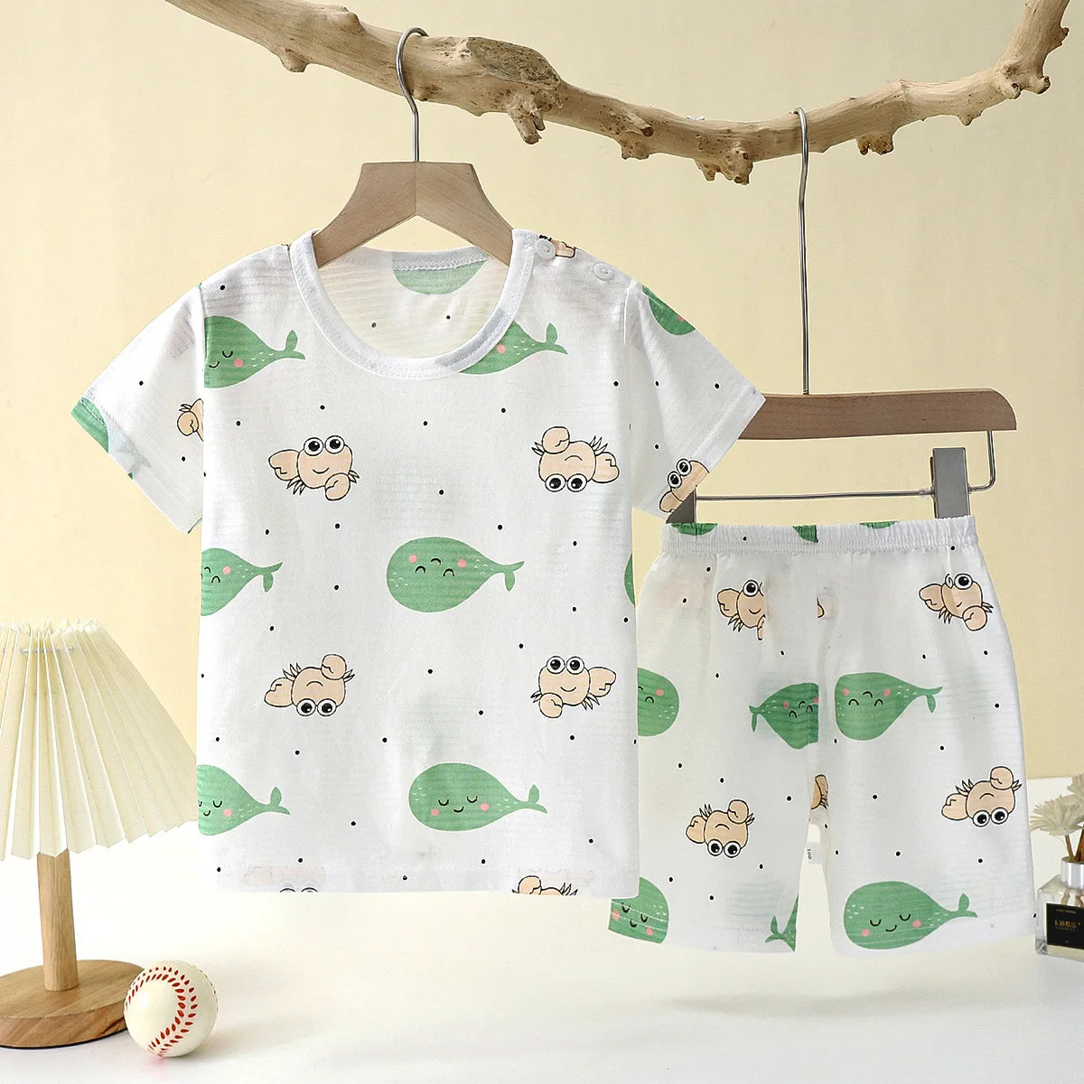 Cute Cartoon Baby Pajama Set - Short Sleeve Sleepwear