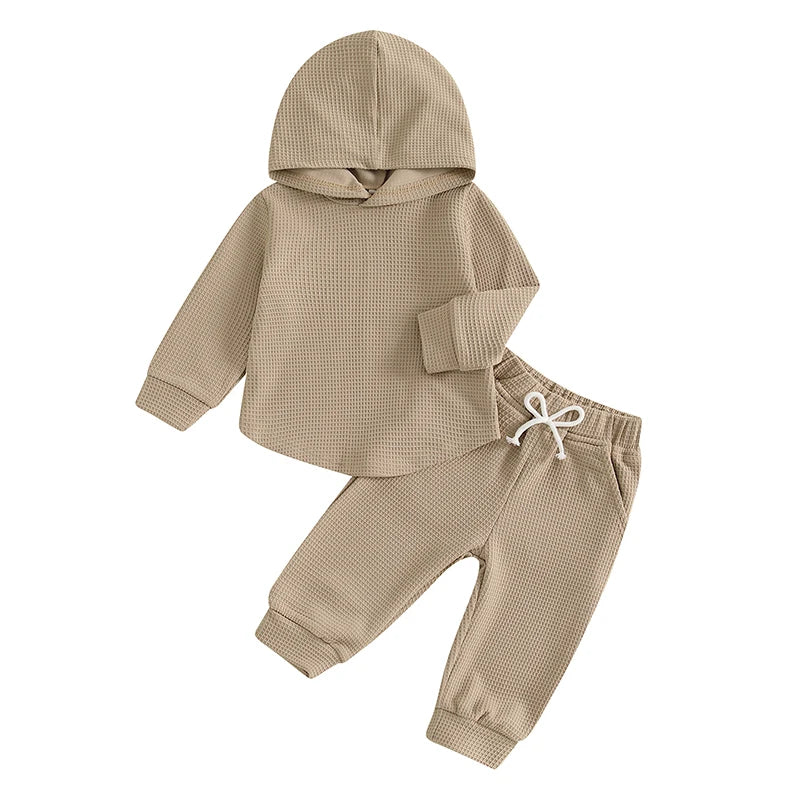 Baby Boy Autumn 2PCS Hooded Outfit with Drawstring Pants
