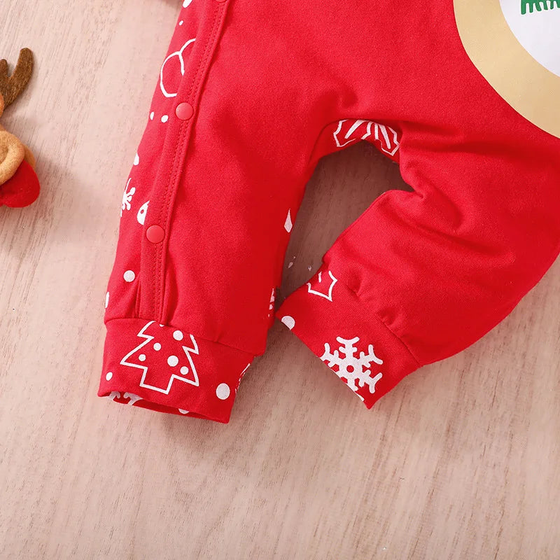 Baby Christmas Deer Romper with Hat for Newborns 0-18M