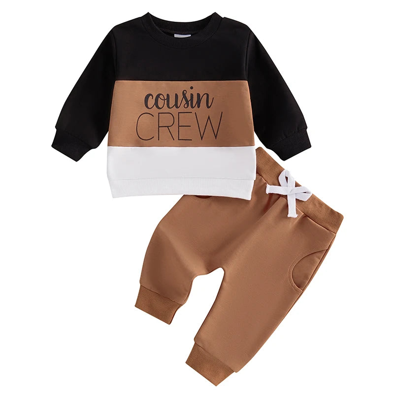 Baby Boys Contrast Color Sweatshirt and Sweatpants Set