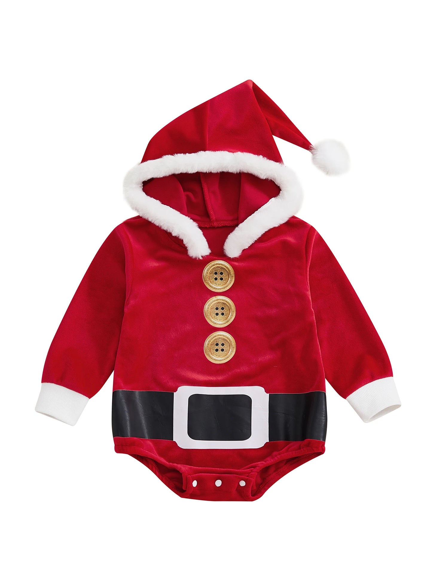 Baby Hooded Christmas Romper for 0-24 Months