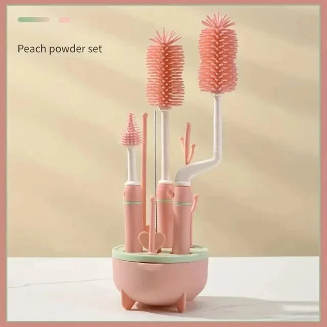 Flaskevaskebørstesæt – Sikker 360° silikone babyrens