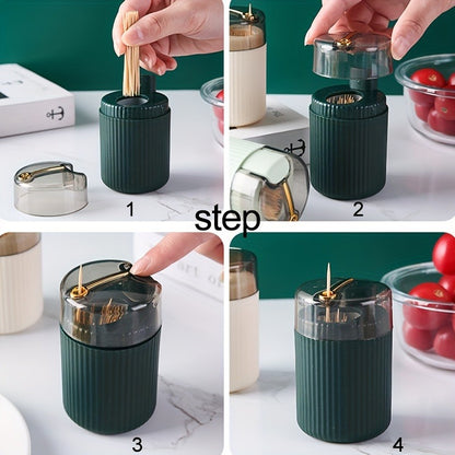 Automatic Toothpick Dispenser - Compact Press-Type Toothpick Holder for Home and Kitchen