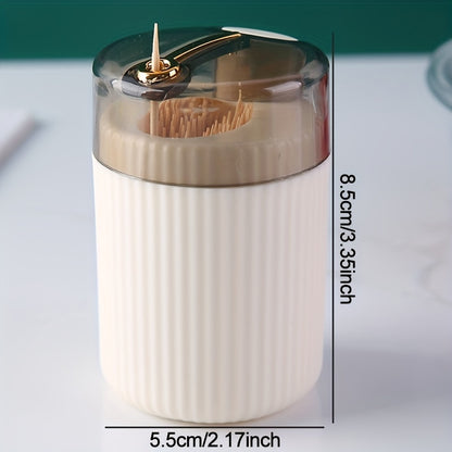 Automatic Toothpick Dispenser - Compact Press-Type Toothpick Holder for Home and Kitchen