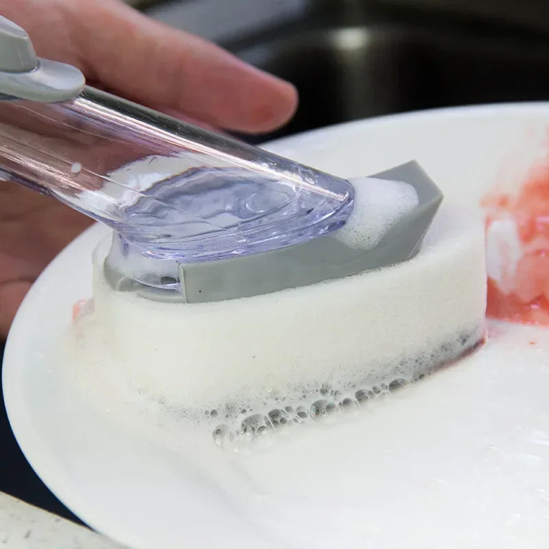 2-in-1 Dishwashing Brush with Replaceable Head and Soap Dispenser