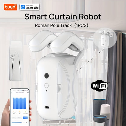 Smart Wi-Fi Curtain Robot Opener – App & Voice Control, Alexa & Google Compatible, Automatic Curtain System