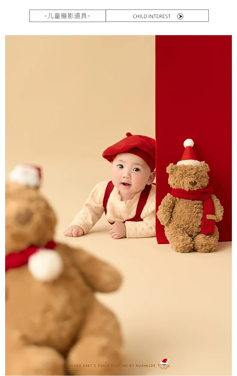 Christmas Baby Outfit Set with Knitted Hat and Socks