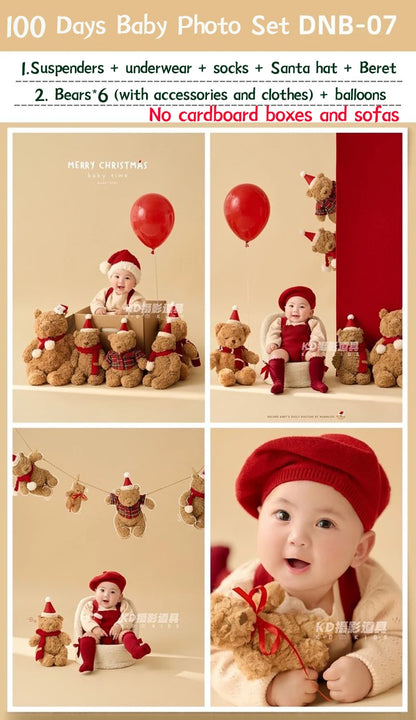 Christmas Baby Outfit Set with Knitted Hat and Socks