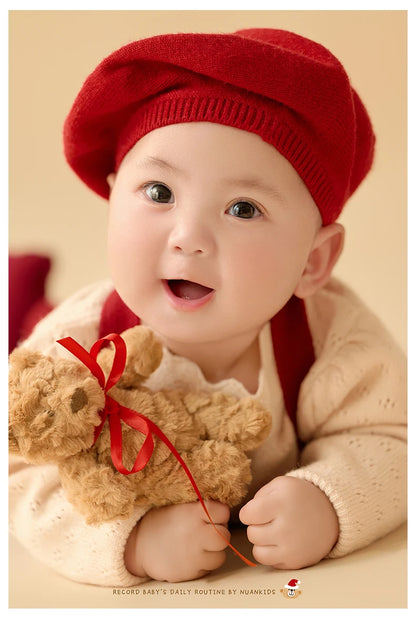 Christmas Baby Outfit Set with Knitted Hat and Socks
