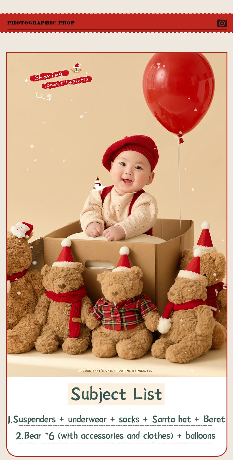 Christmas Baby Outfit Set with Knitted Hat and Socks