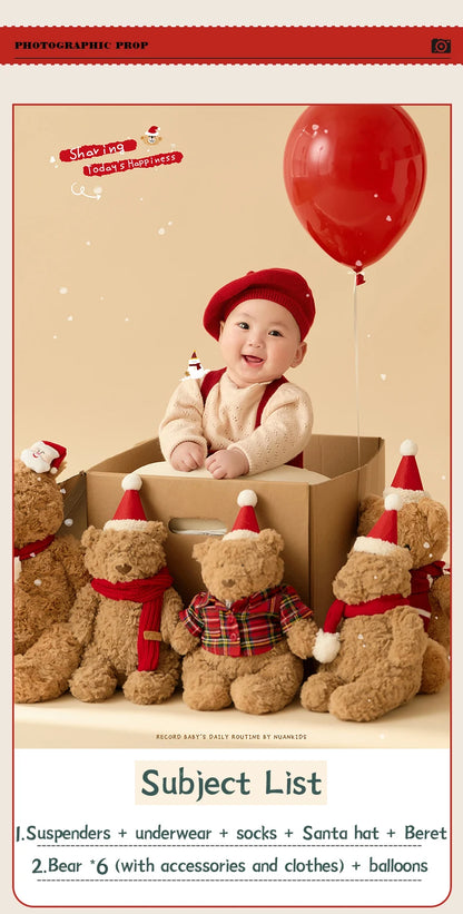 Christmas Baby Outfit Set with Knitted Hat and Socks