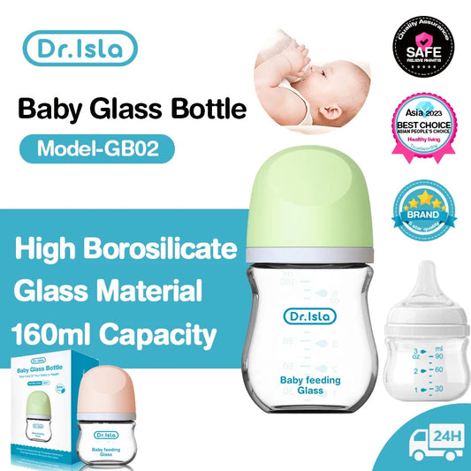 Anti-Choke-Babyflasche – BPA-freies Glas von Dr.isla 160 ml