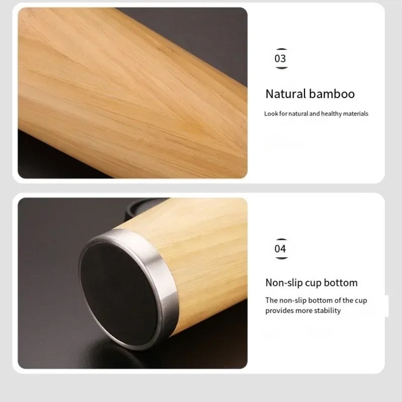 Bamboo Thermos Keeps Drinks Hot or Cold for Hours

