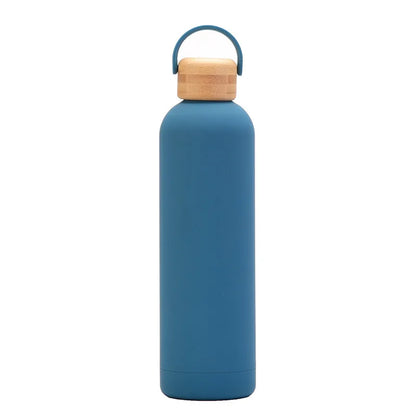 Eco-Friendly Drinkware: 1L Thermos Cup with Bamboo Lid and Stainless Steel Body


