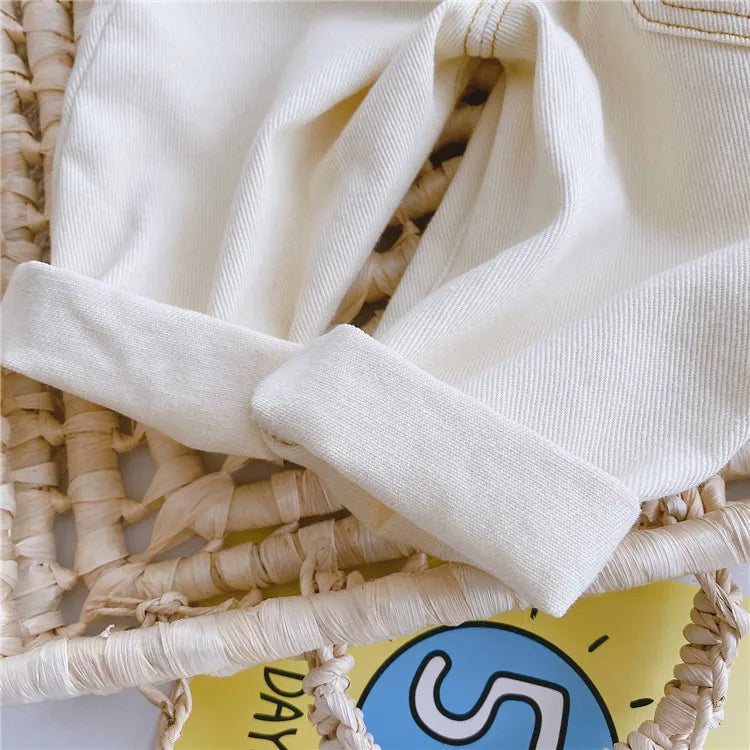 High Waist Warm Jeans for Babies - Solid Color Kids' Apparel
