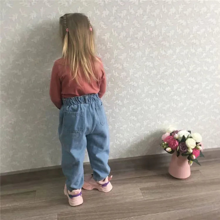 High Waist Warm Jeans for Babies - Solid Color Kids' Apparel