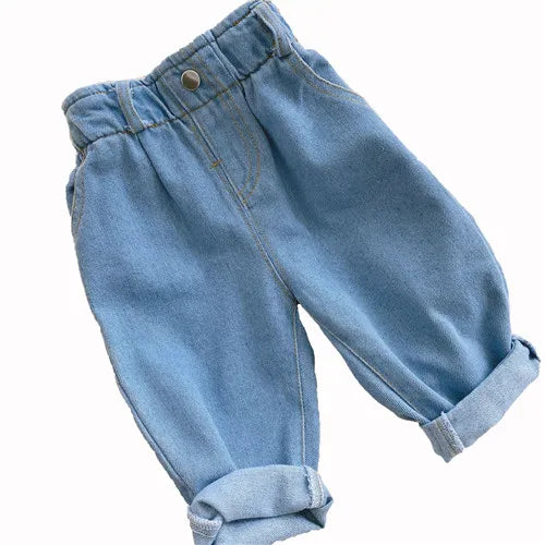 High Waist Warm Jeans for Babies - Solid Color Kids' Apparel