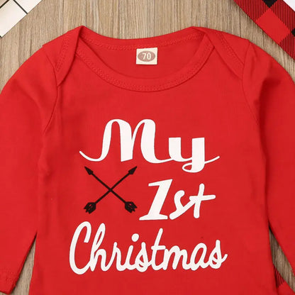 Baby Boy Christmas Romper and Hat Set for Newborns