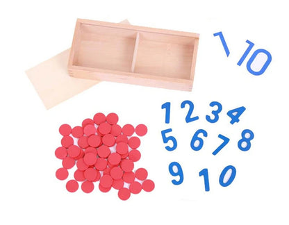Wooden Montessori Number Counting Cards for Kids' Learning