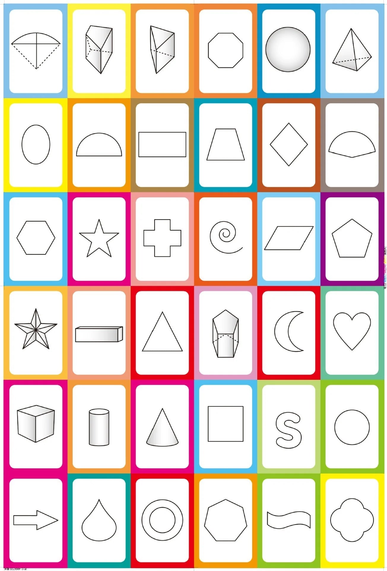 36 Pcs Animal Shape & Color Learning Cards for Kids