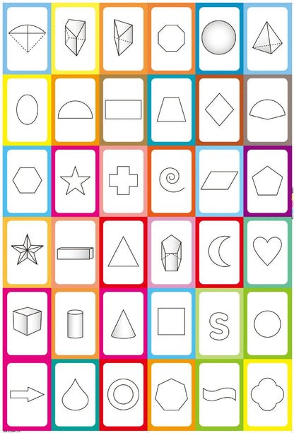 36 Pcs Animal Shape & Color Learning Cards for Kids