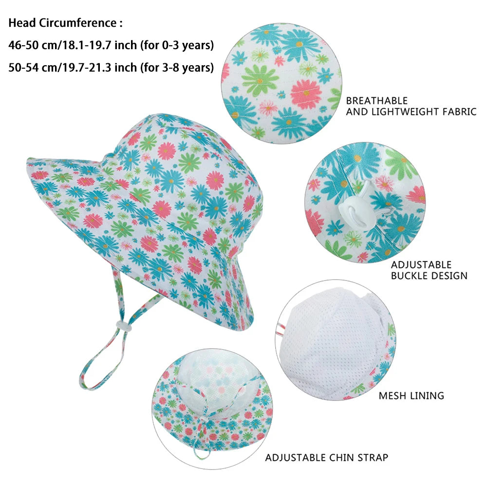 Kids Sun Hat with Neck Cover for UV Protection 0-8 Years