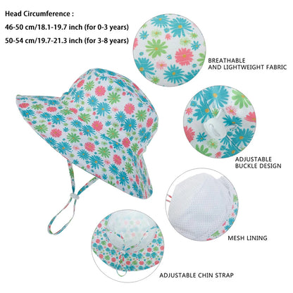 Kids Sun Hat with Neck Cover for UV Protection 0-8 Years