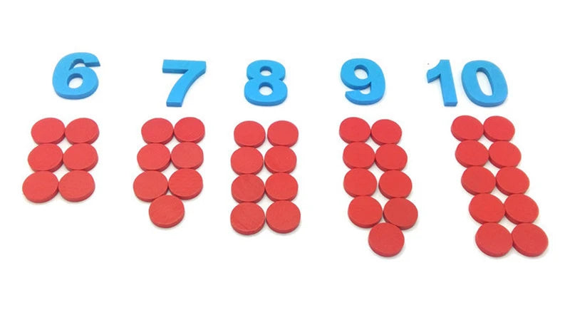 Wooden Montessori Number Counting Cards for Kids' Learning