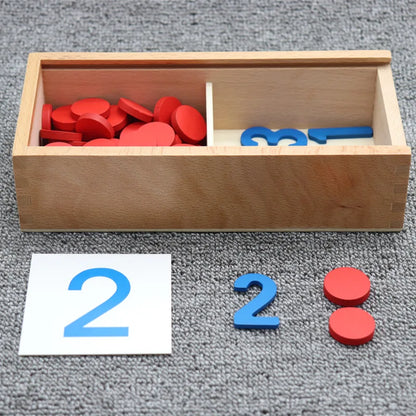Wooden Montessori Number Counting Cards for Kids' Learning