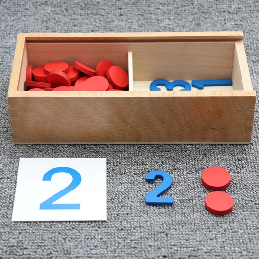 Wooden Montessori Number Counting Cards for Kids' Learning